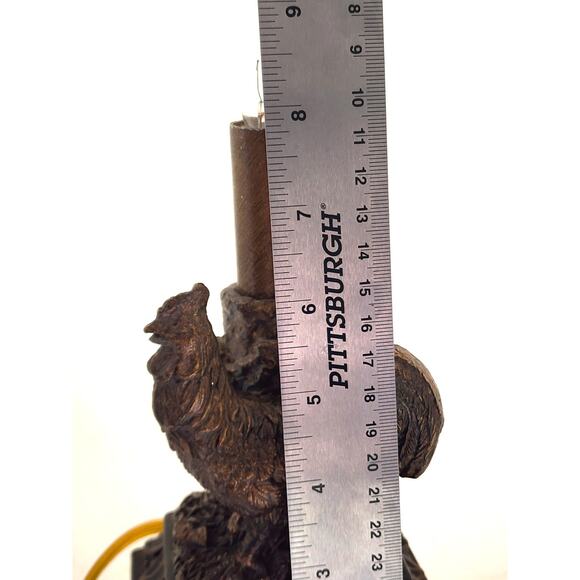 LAMP/TABLE-Rooster-Resin, Brown Rubbed Gold Finish, Toggle Switch, With Shade - Picture 11 of 16